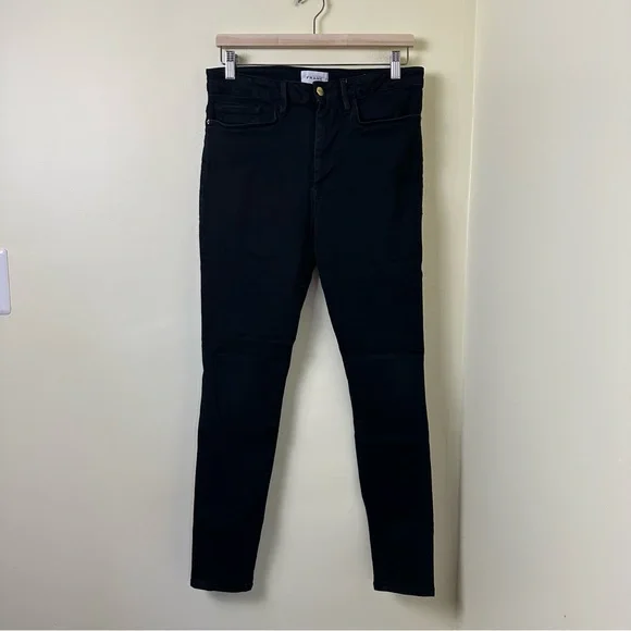 FRAME Le One Skinny High-Waisted Jeans in Larsen Black Wash SZ 2 (SIZES 29-34) - Picture 5 of 13